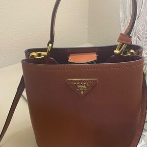 Beautiful bag Brown Leather Mini Bag with Gold Accents
